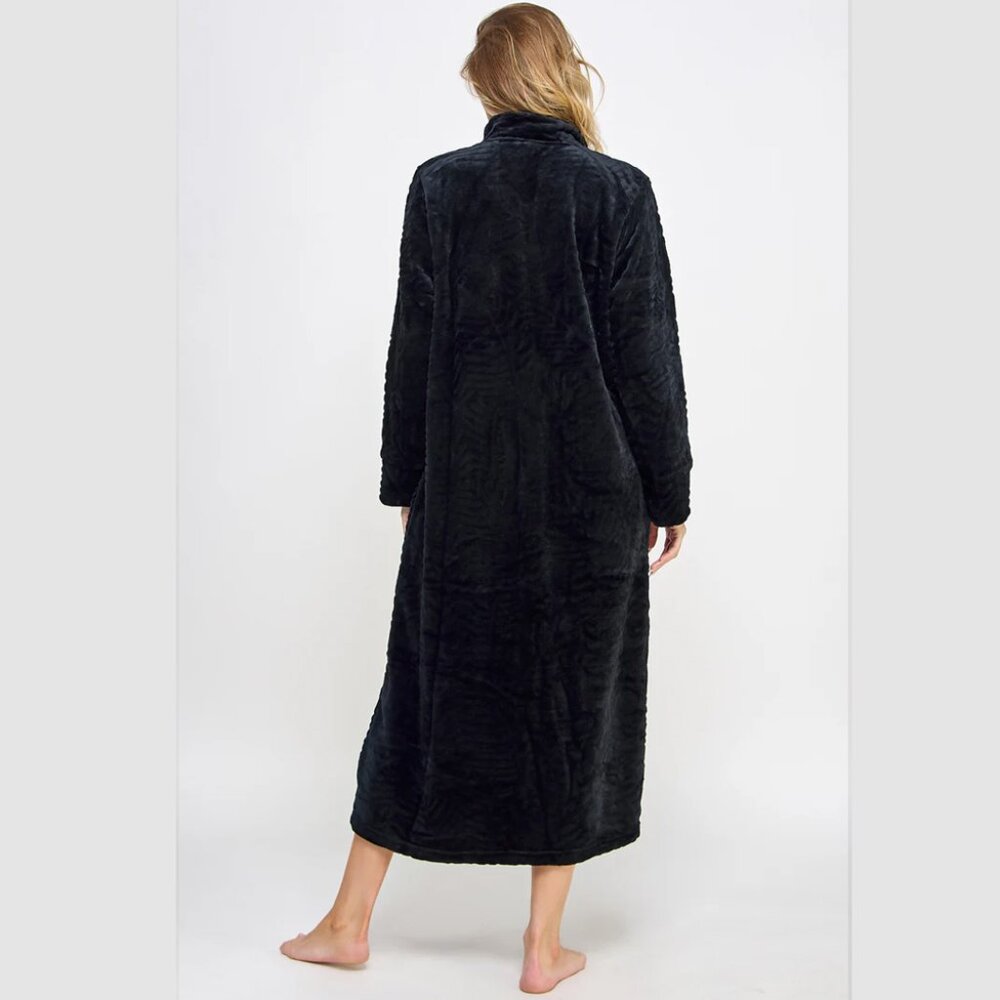 Jacquard Sabrina Collared Zip Front Robe - Picture 3 of 8